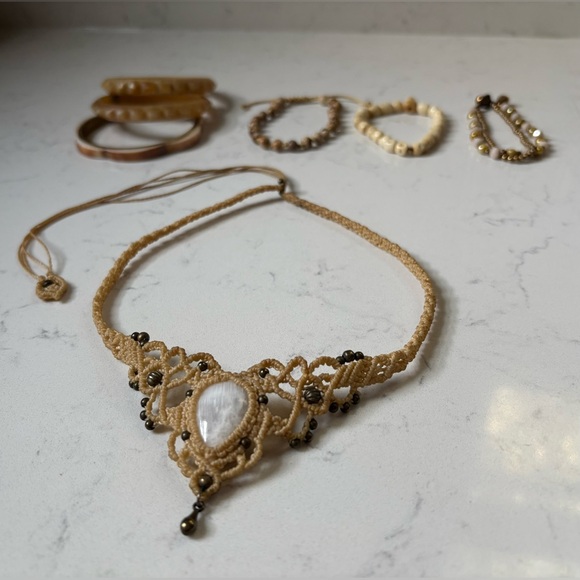 Boho Festival Macrame Choker & Stacking Bracelets - Picture 1 of 3